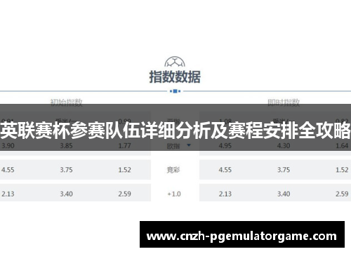 英联赛杯参赛队伍详细分析及赛程安排全攻略